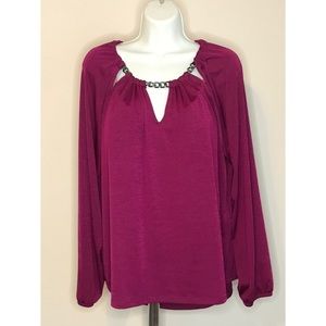 JENNIFER LOPEZ PURPLE LOW OPEN COLLAR XL TOP